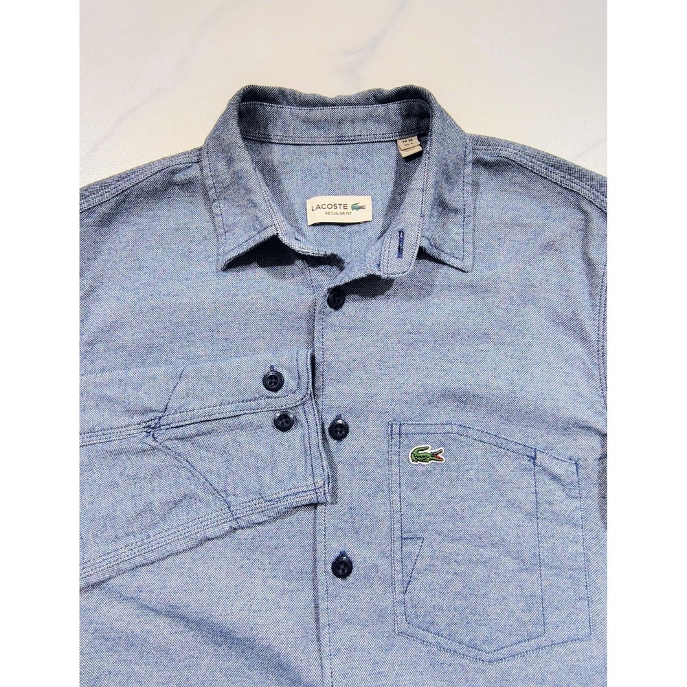 Lacoste Mens Shirt Regular Fit Long Sleeve Casual Formal Size Small 38 Cotton